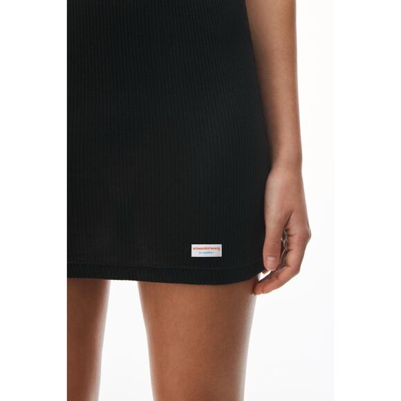 Alexander Wang Ribbed Crewneck Dress Womens Small Black Bodycon Mini Knit - Picture 7 of 7